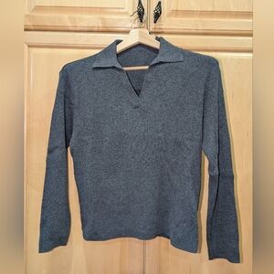 Uniqlo Washable Knit Ribbed Polo Sweater Women Large